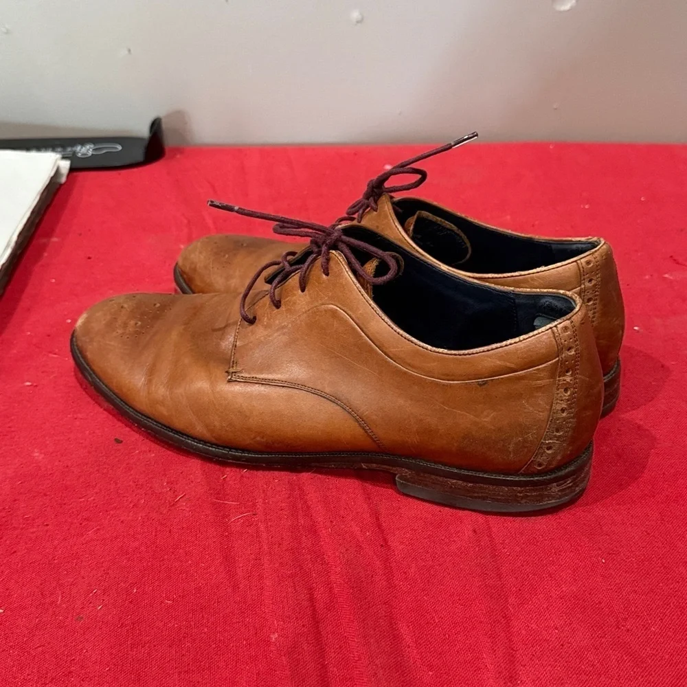 Cole Haan Brown Leather Oxfords with Burgundy Laces